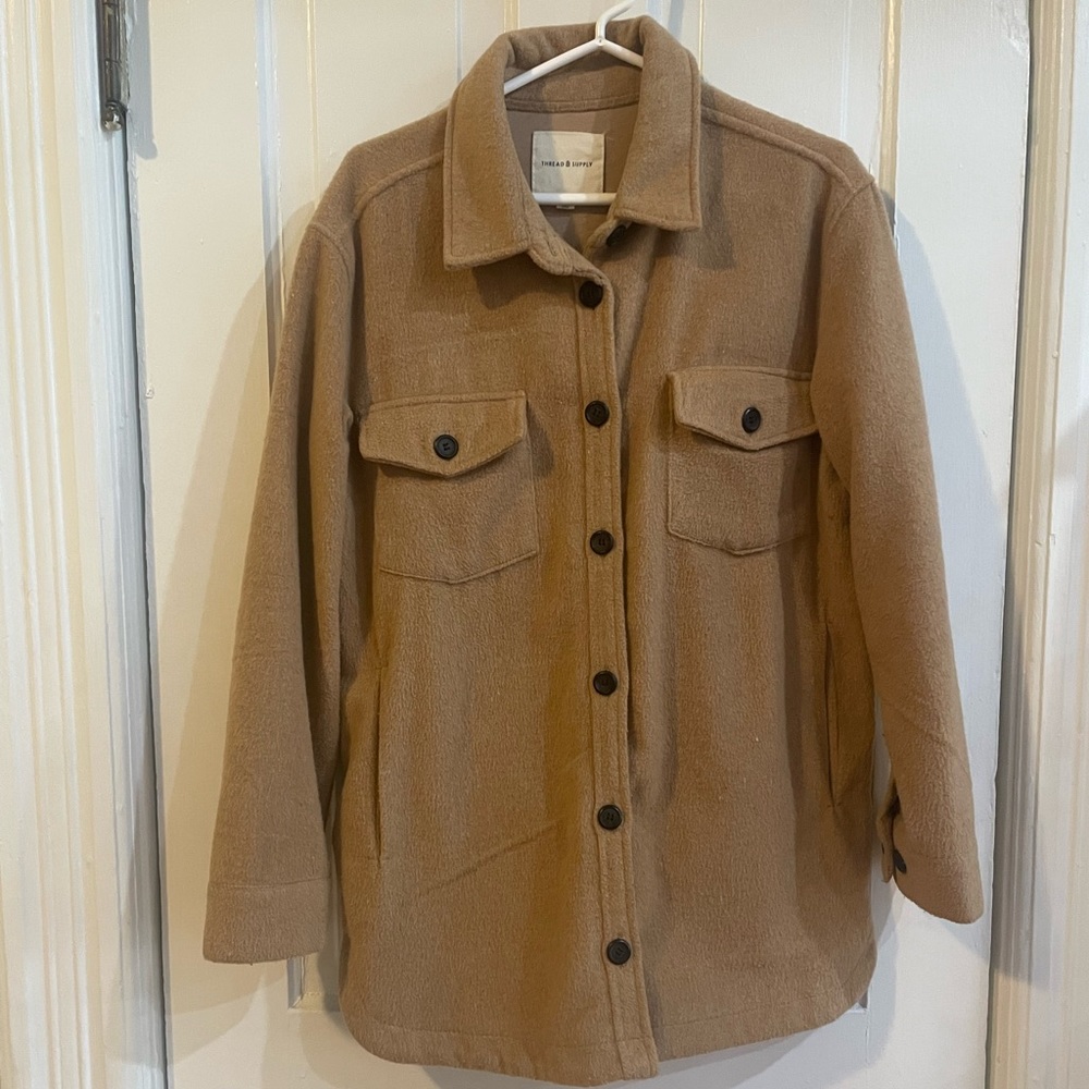 Tan Shacket / button down jacket